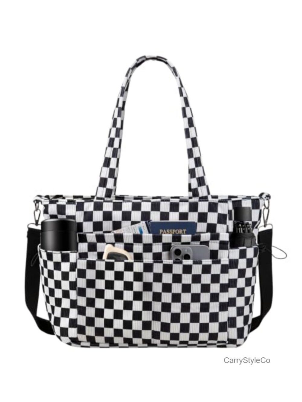 Corduroy Tote Bag Women 15.6" Laptop 11 Pockets Shoulder Crossbody Work